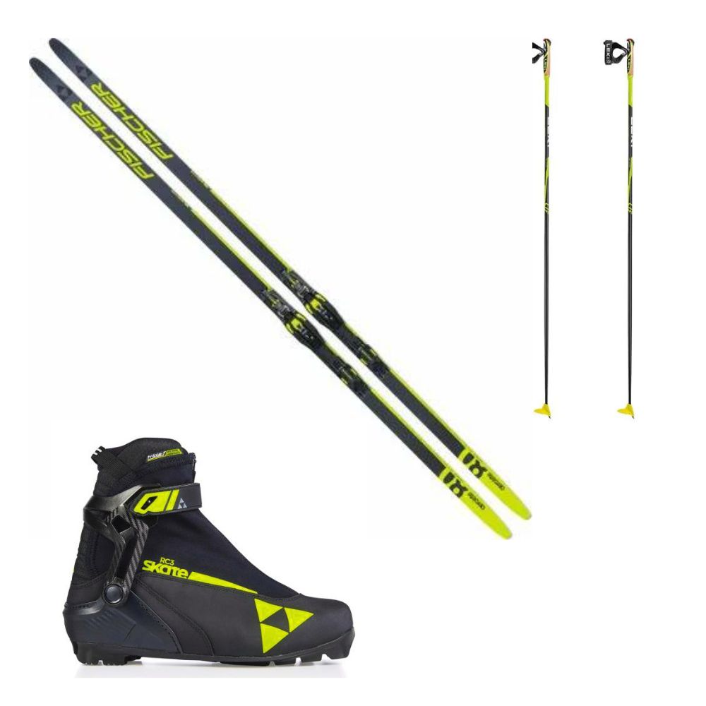 Skis de fond Fischer AEROLITE SKATE 80 avec fixations + chaussures Fischer + bâtons Leki